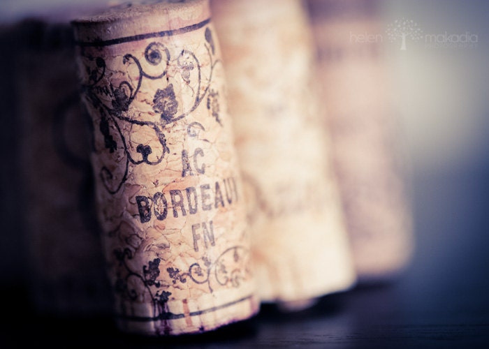 Fine Art Photograph. Still Life. Bordeau Wine Corks. Vintage. Kitchen Art. 5x7 Print