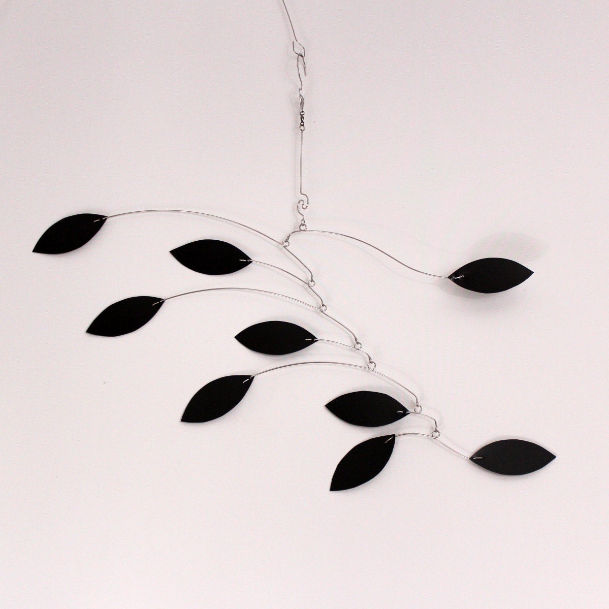 Kinetic Mobile Sculpture - Black Vine Hanging Wire Mobile - Calder Inspired - 109898547