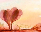 Alstroemeria petals watercolor landscape collage-Large Archival Print, Virtue