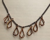 Dripping with diamonds necklace, brass diamond cages on long antiqued brass chain