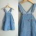 vintage '90s blue CLASSIC DENIM SHORTALLS. size l.