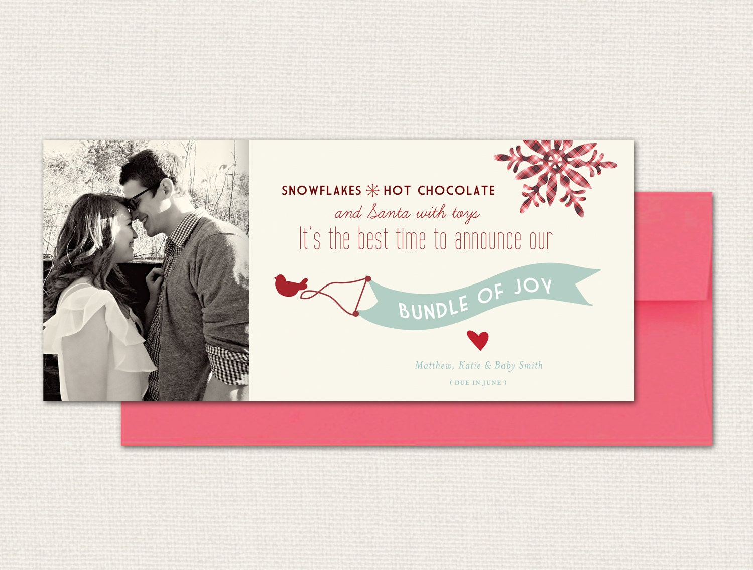 Bundle of Joy Printable Photo Baby Announcement Christmas Card
