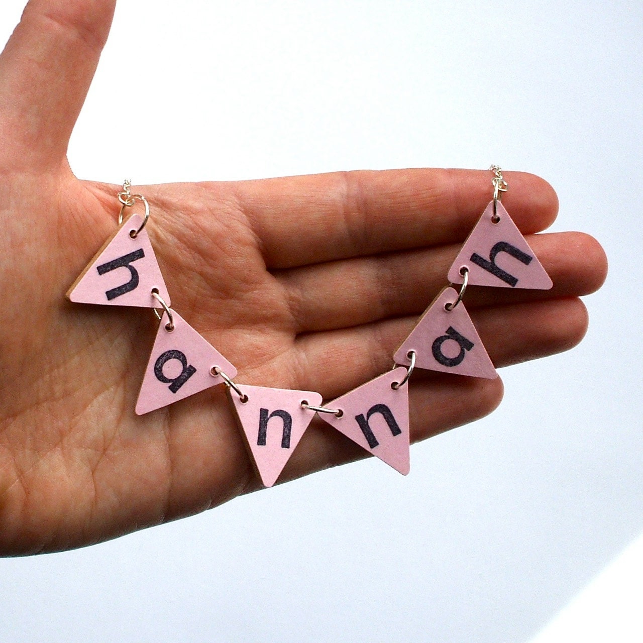 Custom Name Bunting Necklace - 6 FLAGS - Different Colours Available