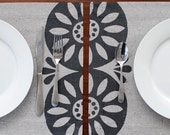Block Printed Recycled Hemp Placemats in Sunburst- Set of Two