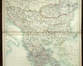 1890 Large Two-Page Special Library Edition Antique Map of Turkey in Europe and Greece