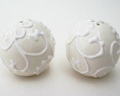 Salt and Pepper Shakers- Elegant  White on White Ball - FREE SHIPPING