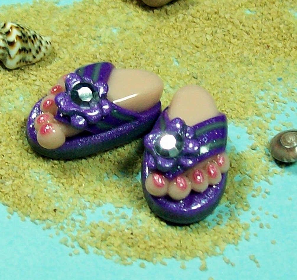 Flip Flop BEADS Handmade from Polymer Clay