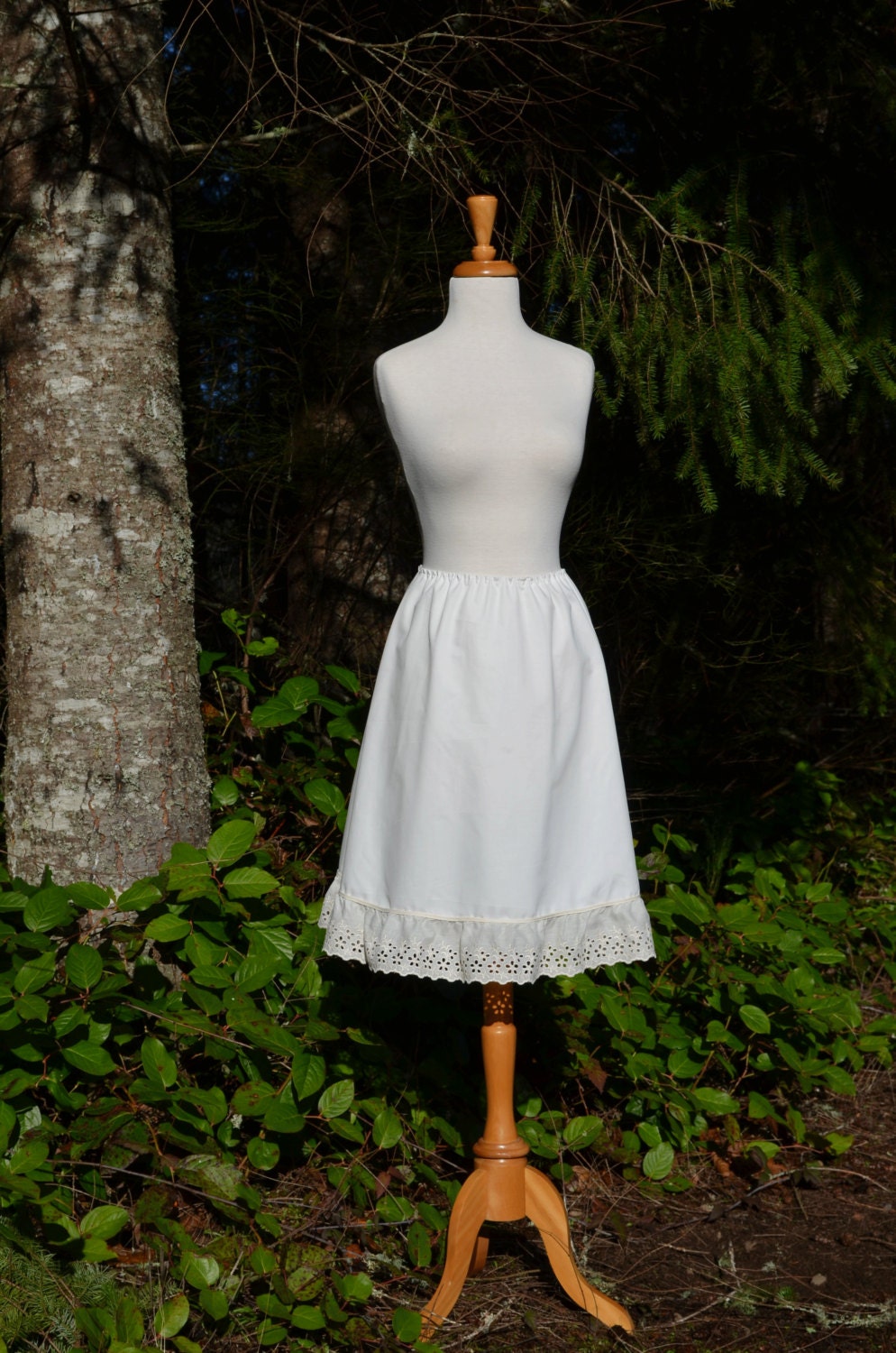Organic Cotton Slip Extender Under Skirt Petticoat Natural Your Choice of Lace Sustainable Fashion Eco Friendly Made to Order Off White
