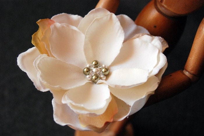 Ivory Flower with Swarvski Crystals and Pearls - Taryn Haircomb