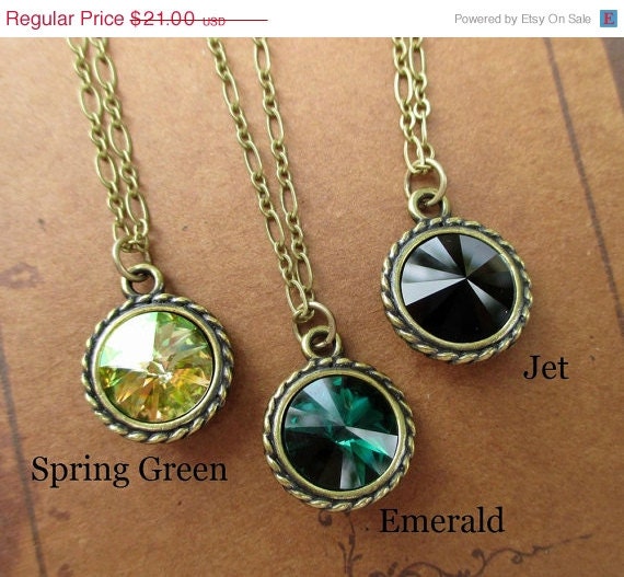 Memorial Day SALE 15% Off Graduation Gift Birthstone Necklace Swarovski Crystal Bridesmaid Jewelry Emerald Green Necklace Jet Onyx Black SP