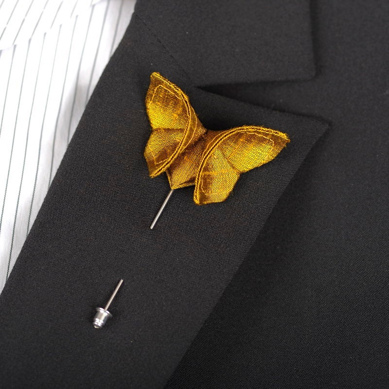 Wedding Boutonniere Silk Origami Groom's Golden Boutonniere GROUP DISCOUNT AVAILABLE Dark Golden Mustard Silk Buttonhole 100 Colors
