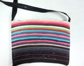 Zipper Handbag, Purse of striped colors, upcycled zippers
