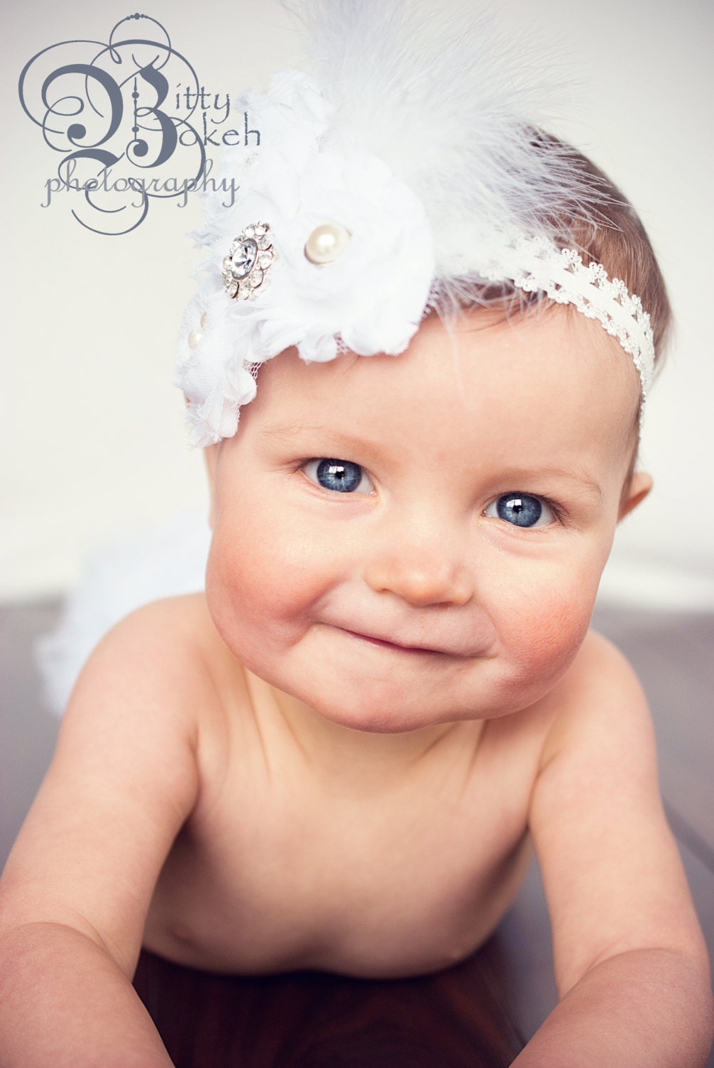 Newborn headbands...Baby headbands..All WHite vintage Shabby Chic Christening headband...baptism bows