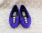 Vintage Flats Purple Shoes Avant Garde Gold Size 8