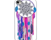 Bright Blue Dreamcatcher with White, Black or Clear Sides iPhone Case - IPhone 4, 4s, 5 Hard Cover - Fun Unique Trendy  - artstudio54