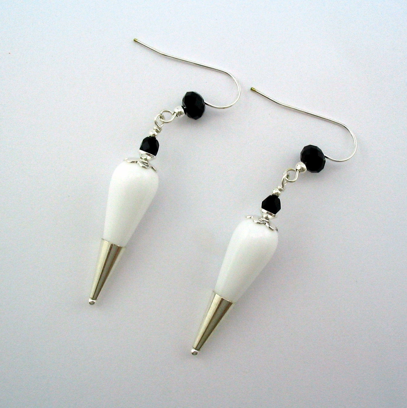 White and Black Stiletto earrings