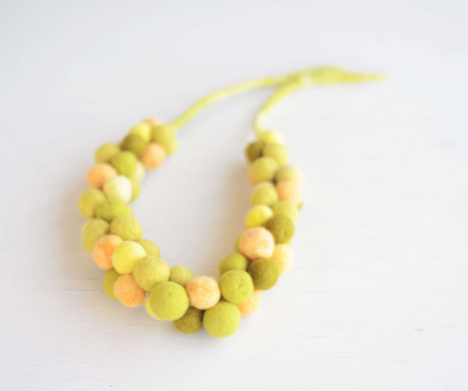 Statement felt choker necklace - spring pastel green and yellow bold necklace