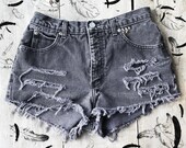 vintage calvin klein studded black denim cutoff shorts / high waisted / size 10
