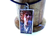 The Hobbit Inspired Bilbo Baggins Glass Pendant Ornament Lord of the Rings Postage Stamps Valentines Birthday Mothers Fathers Day OOAK