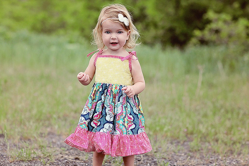 KNOT dress, TIE dress, LINDSAY dress, summer ruffle dress 12mo-5t