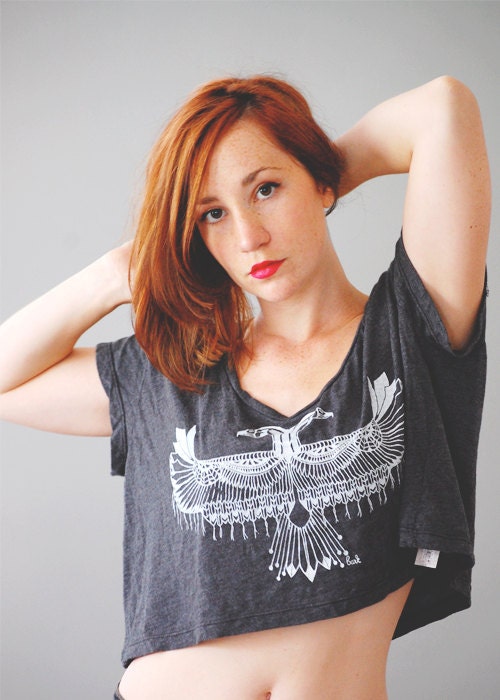 Reverie - Crop Top Cropped tshrit  - in almost black - by Bark Decor