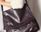Brown Shoulder Bag, Brown Handbag,  Big Brown Bag with Large Flap, Non-Leather Brown Bag