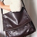 Brown Shoulder Bag, Brown Handbag,  Big Brown Bag with Large Flap, Non-Leather Brown Bag
