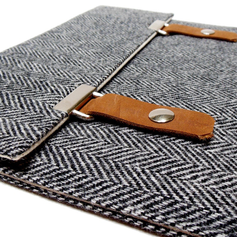 iPad case - gray herringbone