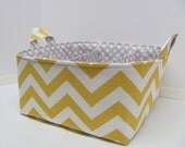 NEW Fabric Diaper Caddy - Fabric organizer storage bin basket - Perfect for your nursery - Yellow Zig Zag