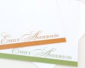 personalized stationary set - ELEGANT INITIALS - set of 12 - personalized stationery flat note cards - choose color