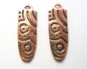 Cast Copper Artisan Tribal Inspired Charm or Earrings Findings Pair