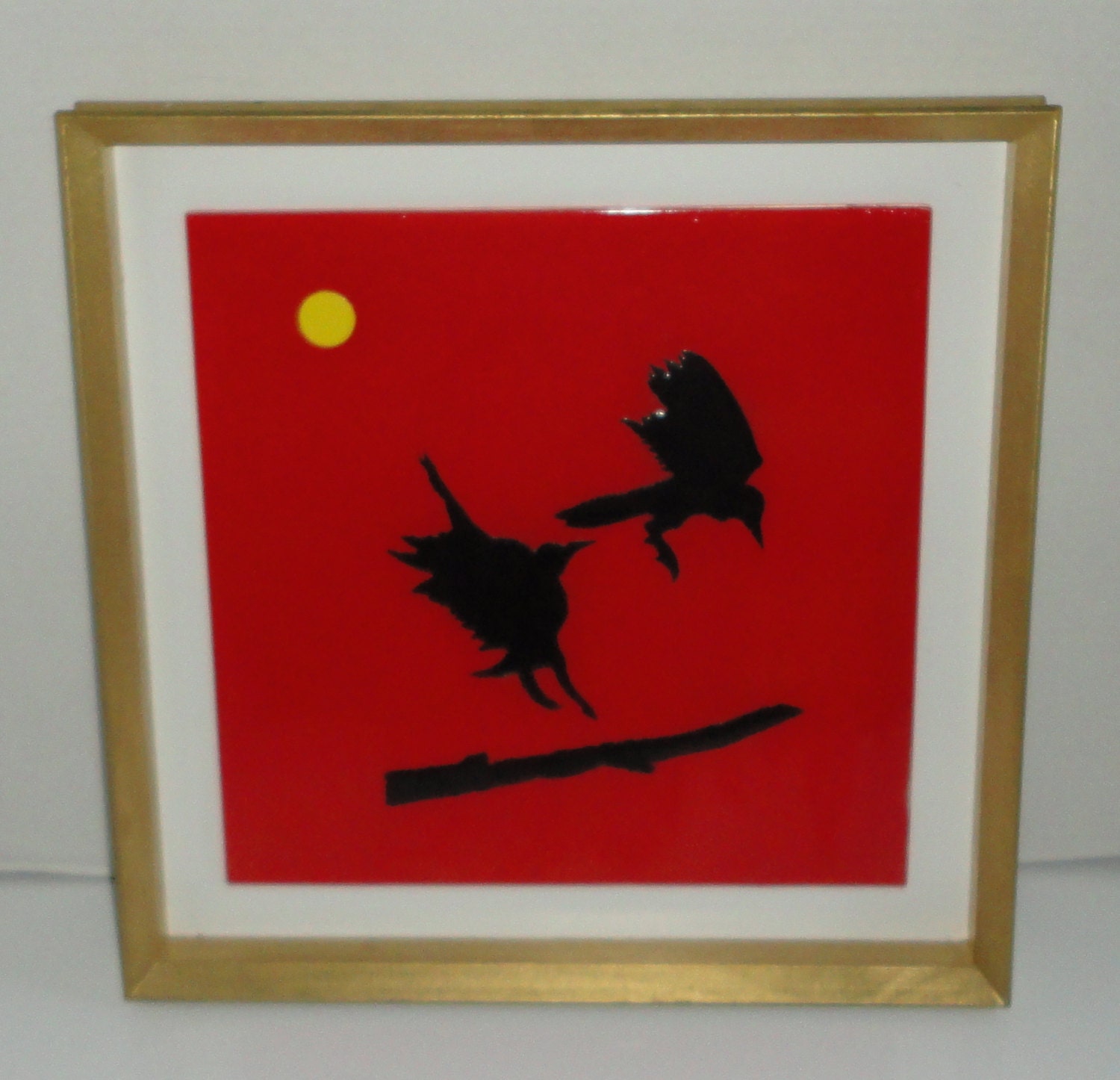 Two Crows in the Sun. Fused Glass Painting