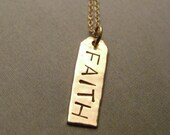 Etsy Jewelry Handmade Sterling Silver FAITH Necklace Mother's Day Gift Personalized Hand Stamped Metalwork Dog Tag Style