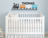 Toy Train wall decal set with personalized name
