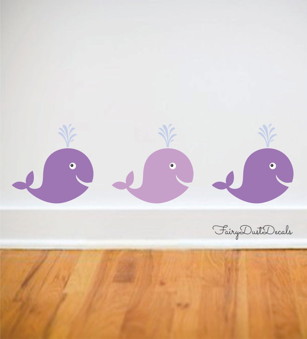 Cute Whale Wall Decals set of 6
