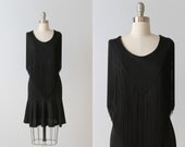 1960s Dress / Gatsby Dress / Black Dress with Fringe / Flapper Doodle