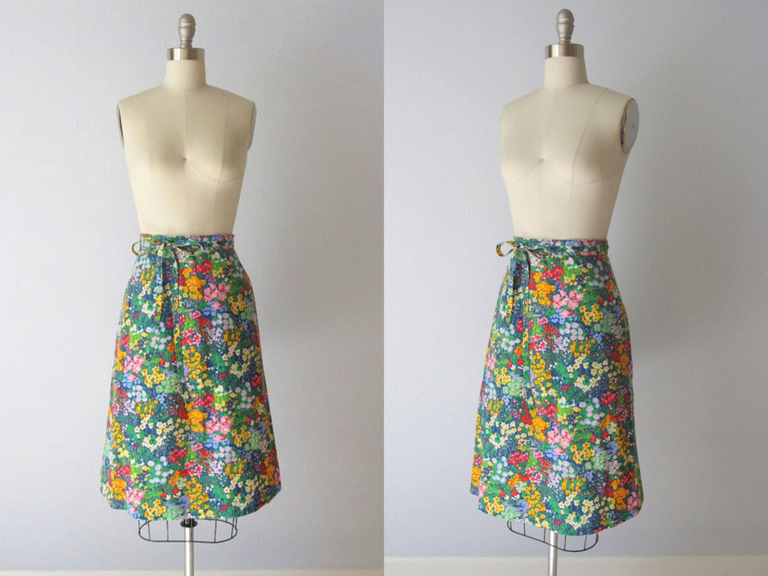 Wrap Skirt / Floral Wrap Skirt / 1980s Wrap Skirt /  Monet's Garden