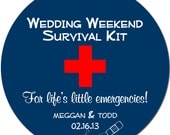 Set of Custom Wedding Stickers - WEEKEND SURVIVAL KIT