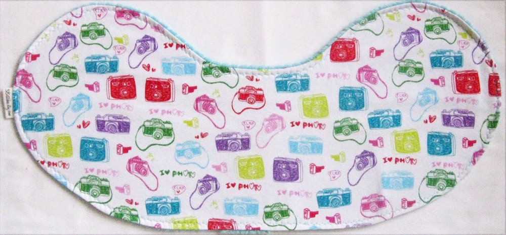 Burp Cloth - Curved Burp Cloth - Colorful Cameras