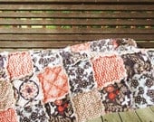 Rag Crib Quilt,  Charcoal and Spice, ALL NATURAL baby, fresh modern handmade
