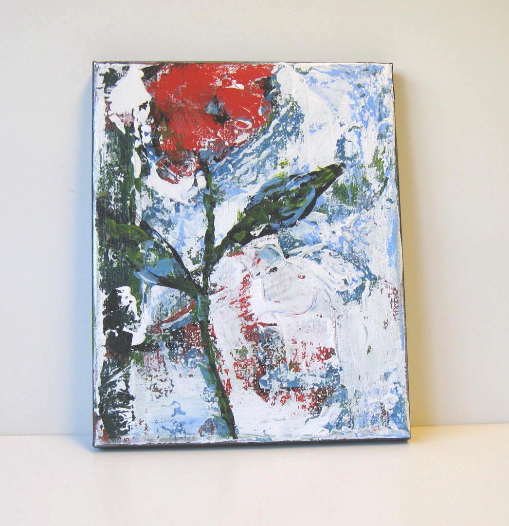 Red Still life Abstract Flower Painting