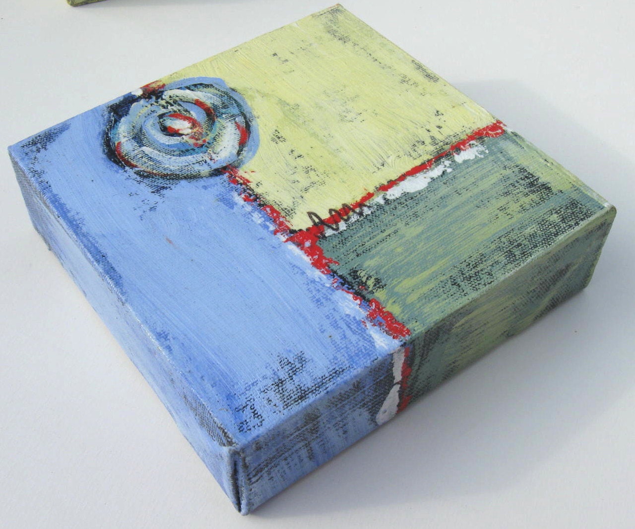 Small Acrylic Abstract  Painting Modern Expressionist Contemporary Artwork "Square Circle"