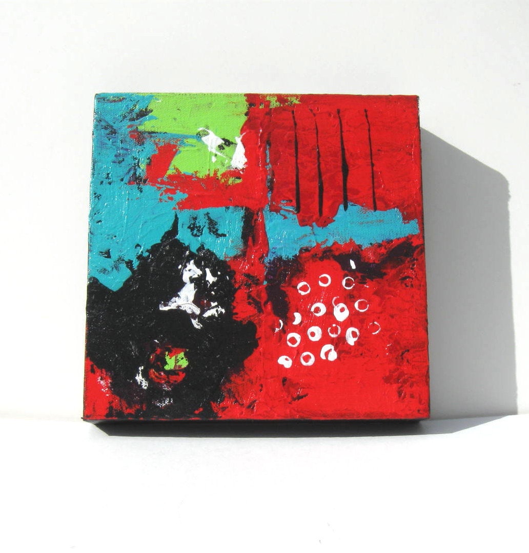 Red Abstract Painting, "Seeing Red" Original Acrylics