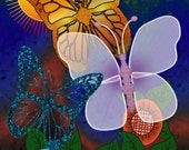 ACEO Orig  Digital Painting Butterflies