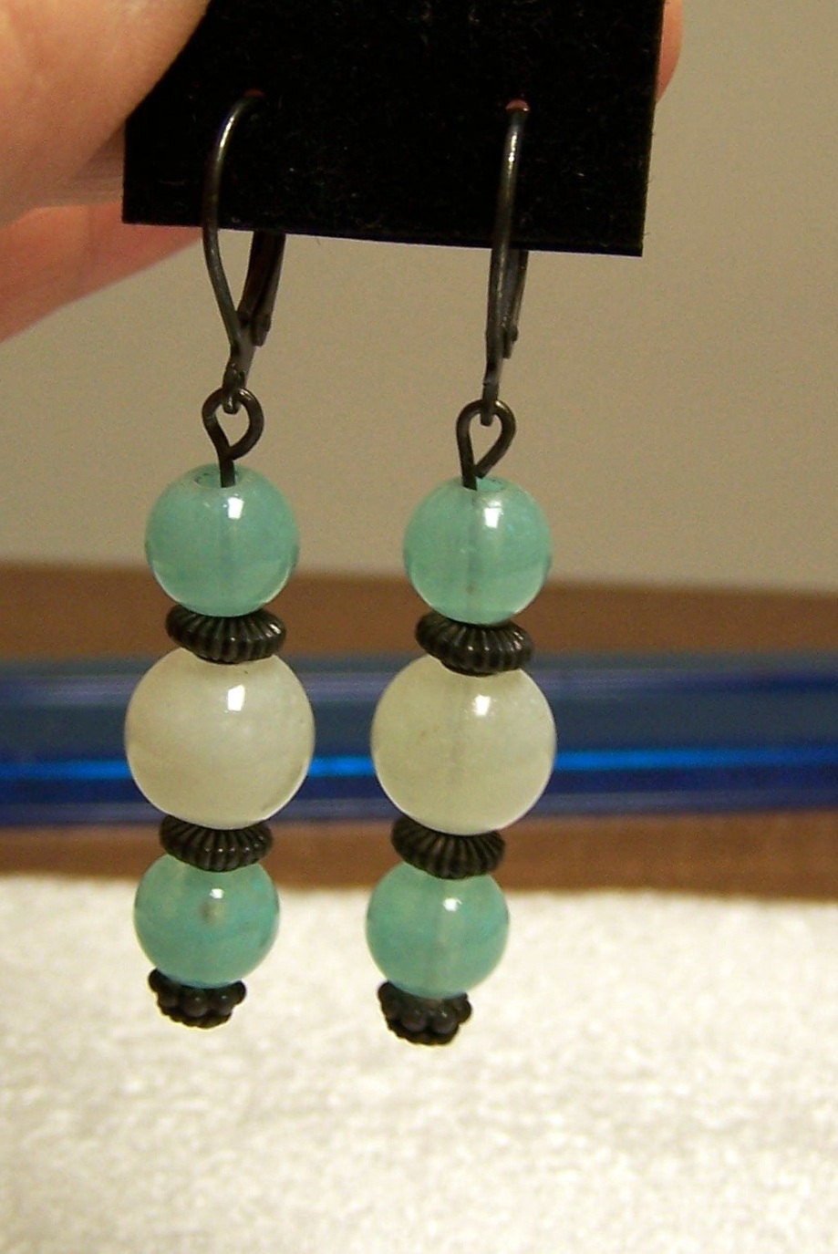 Pastel Blue and White Earrings