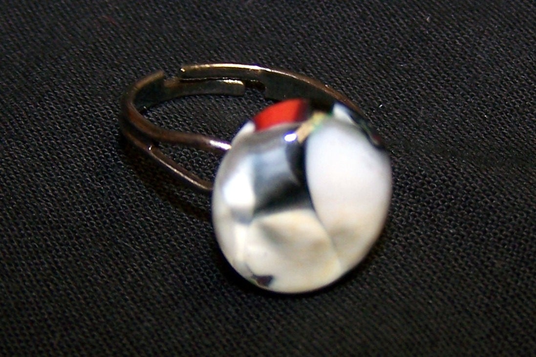 Black and White Fused Glass Ring