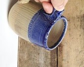 Mug Men Coffee Tea Cup Handmade Ceramics dudes gift for him  - Stoneware Mug - Blu and Brown
