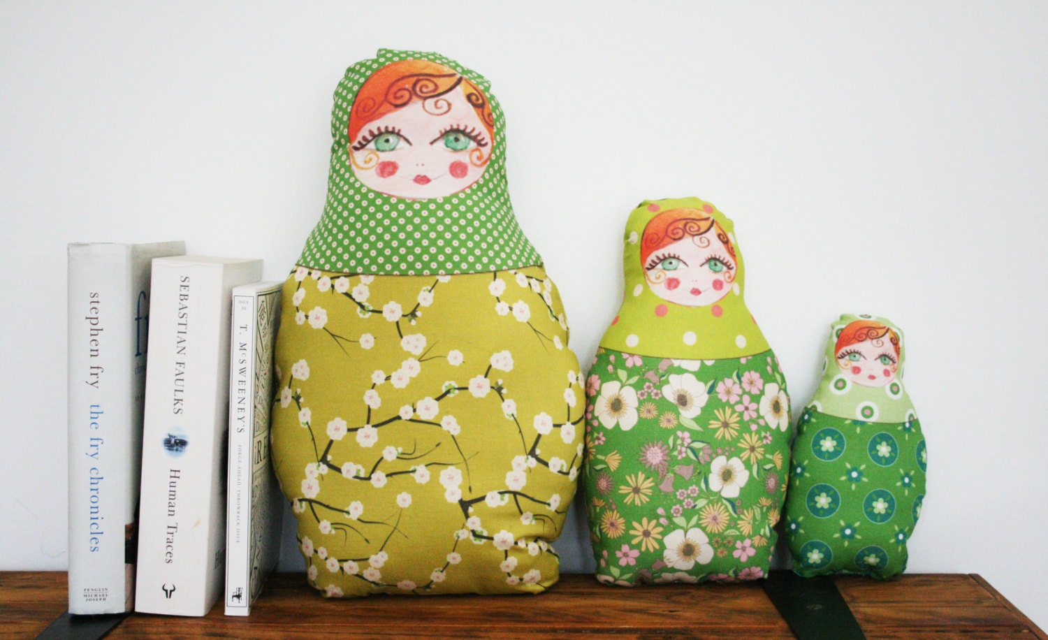 Family of Russian Doll Cushions - Greens