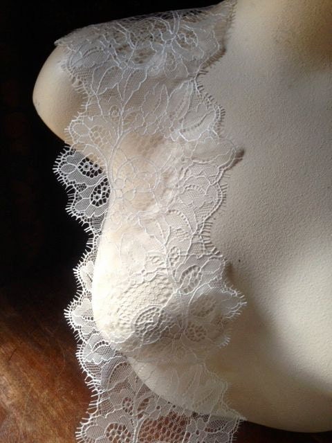Chantilly Lace Ivory Creme for Bridal Lace Caps, Appliques, Gowns, Lingerie CH 1