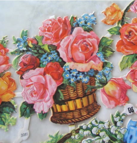 Die Cuts/Paper Scrap Sheet in Baskets of Flowers by EAS Germany Vintage